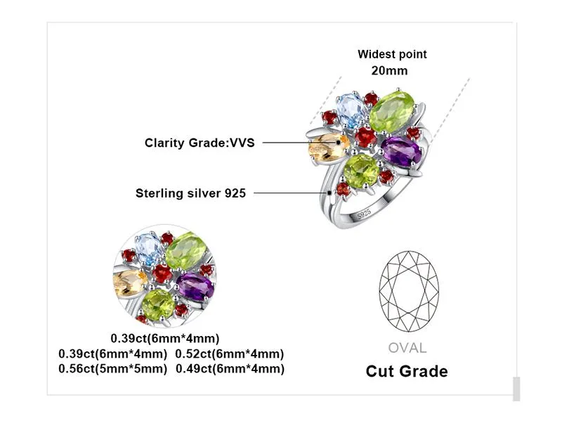 Peruvian Flower 3.1ct Amethyst &amp Garnet Topaz Silver Ring