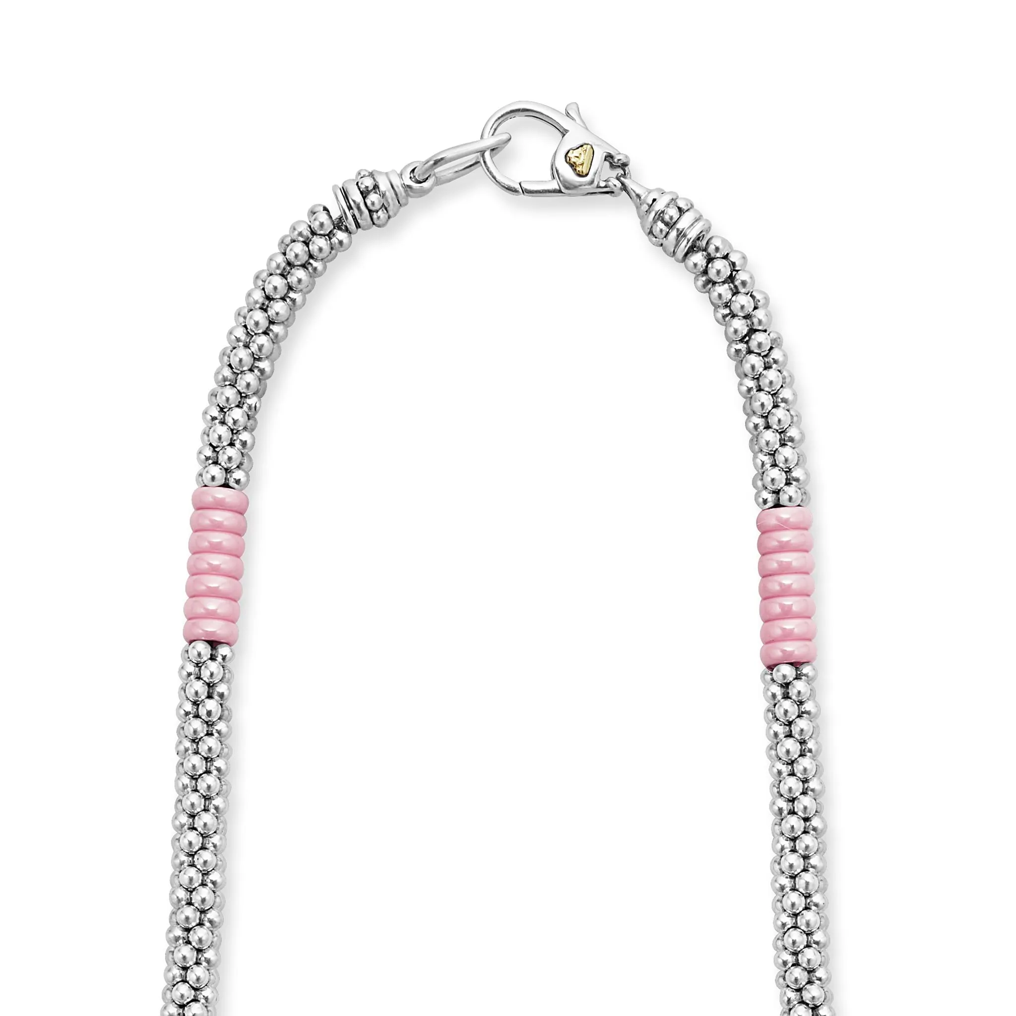 Pink Caviar Silver Station Ceramic Beaded Necklace | 5mm