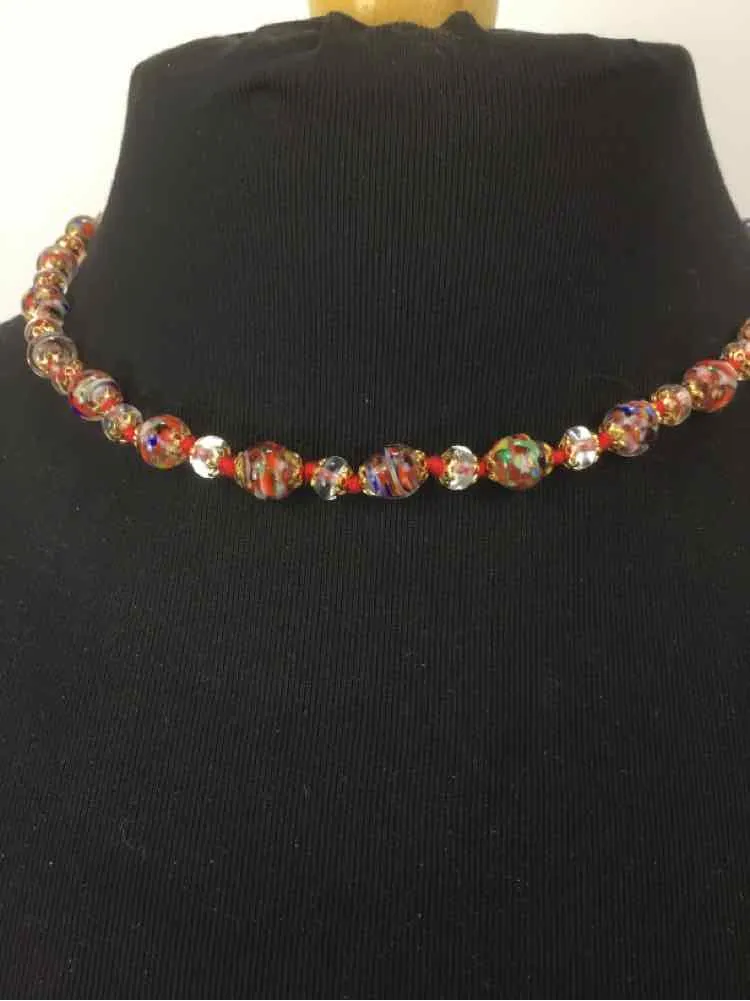 Red/Multi choker Beaded Necklace