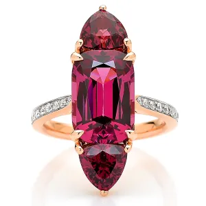 Rhodolite Garnet Ring with Diamonds