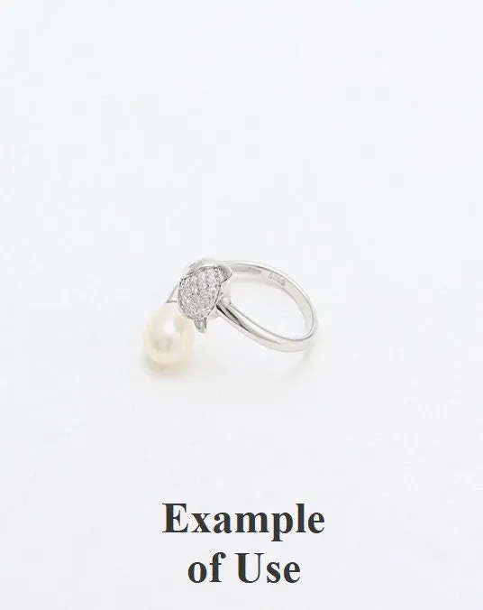 Ring Blank Pearl Setting 7mm 925 Solid Sterling Silver White Gold Bezel Fox Cup Adjustable For One Bead DIY Jewelry Finding Wholesale 1pc