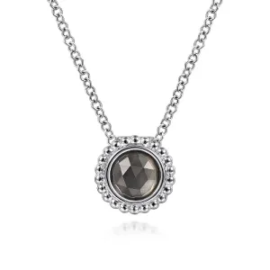 Rock Crystal Black MOP Pendant Necklace in Sterling Silver