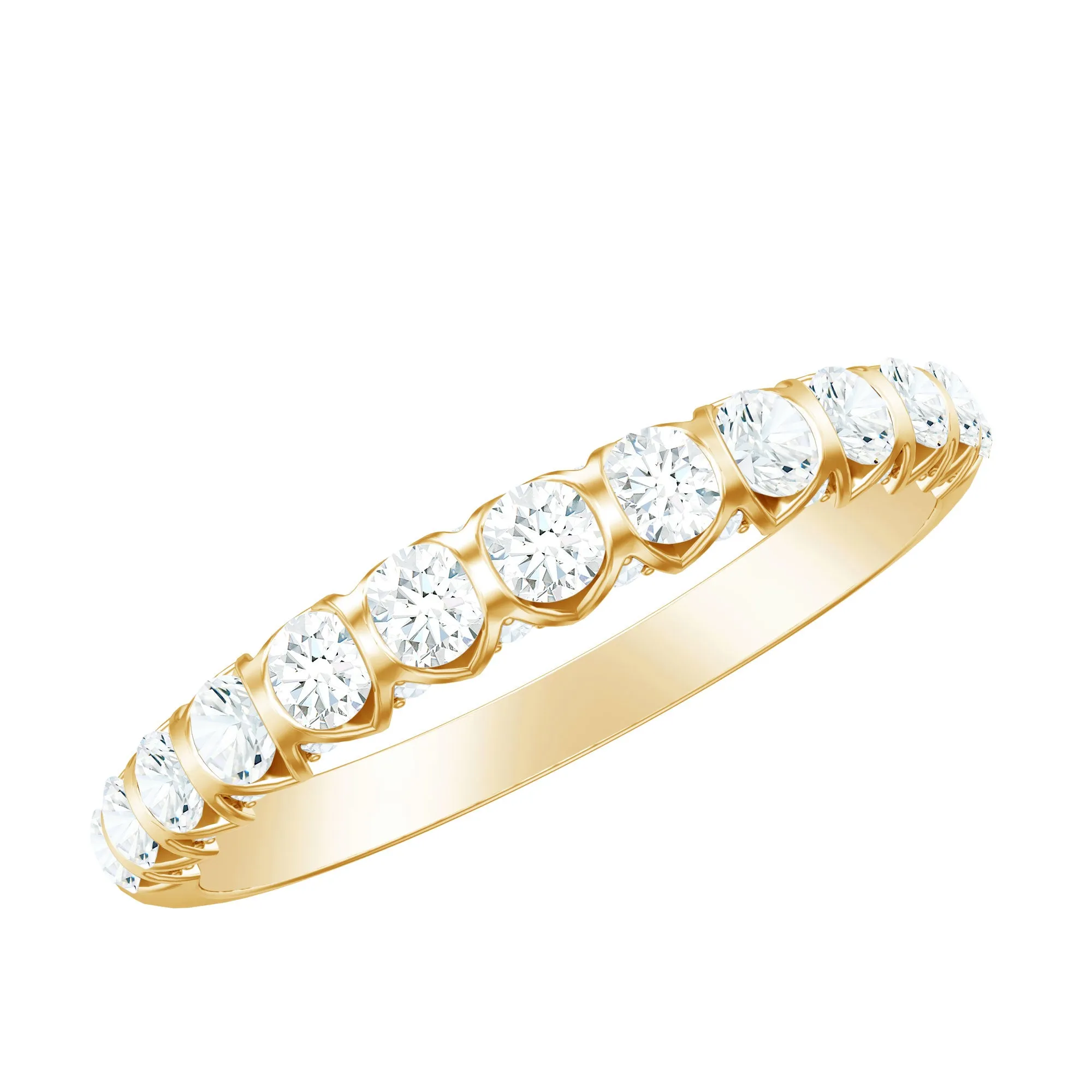 Round Certified Moissanite Half Eternity Ring