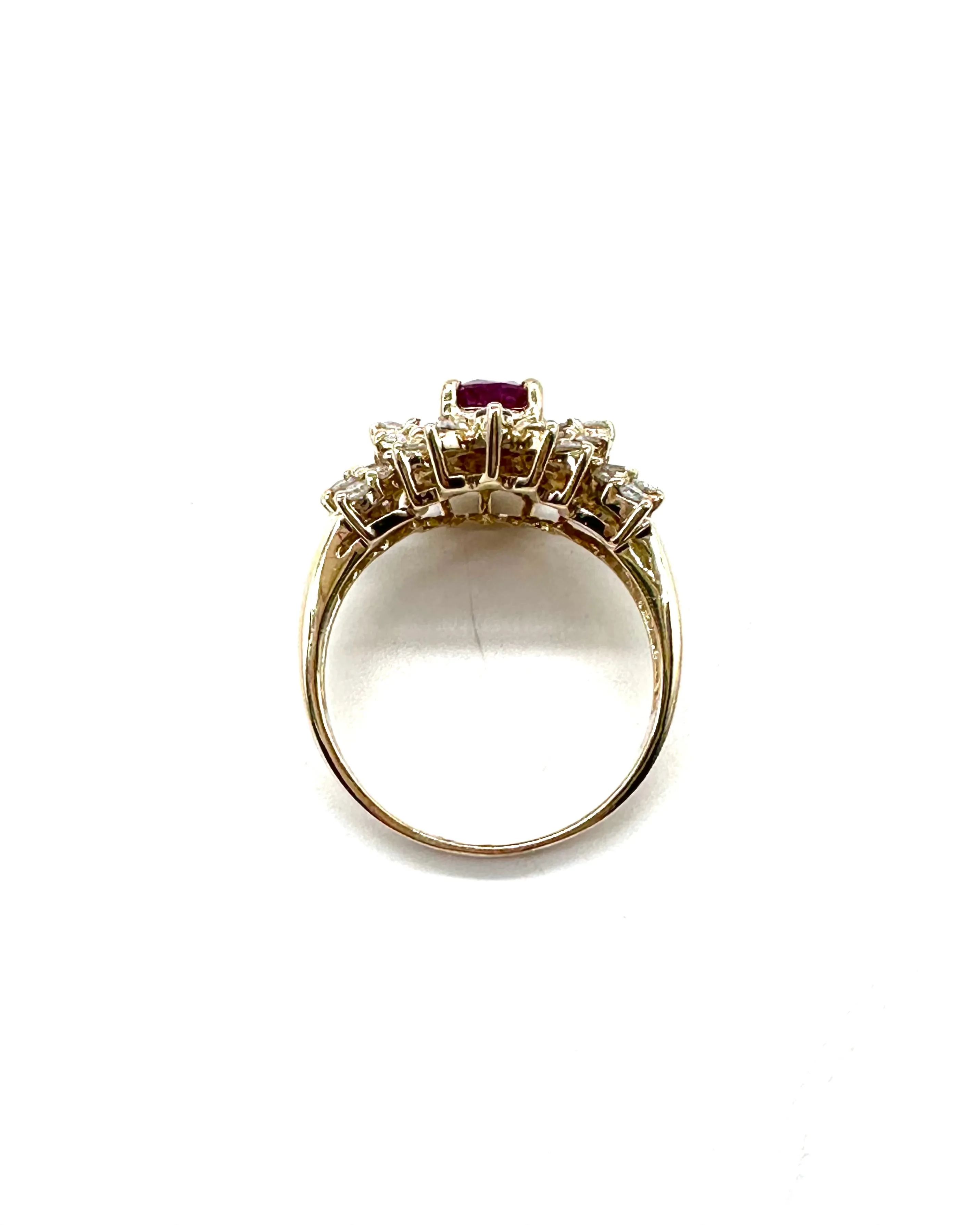 Ruby and diamond Sunburst ring