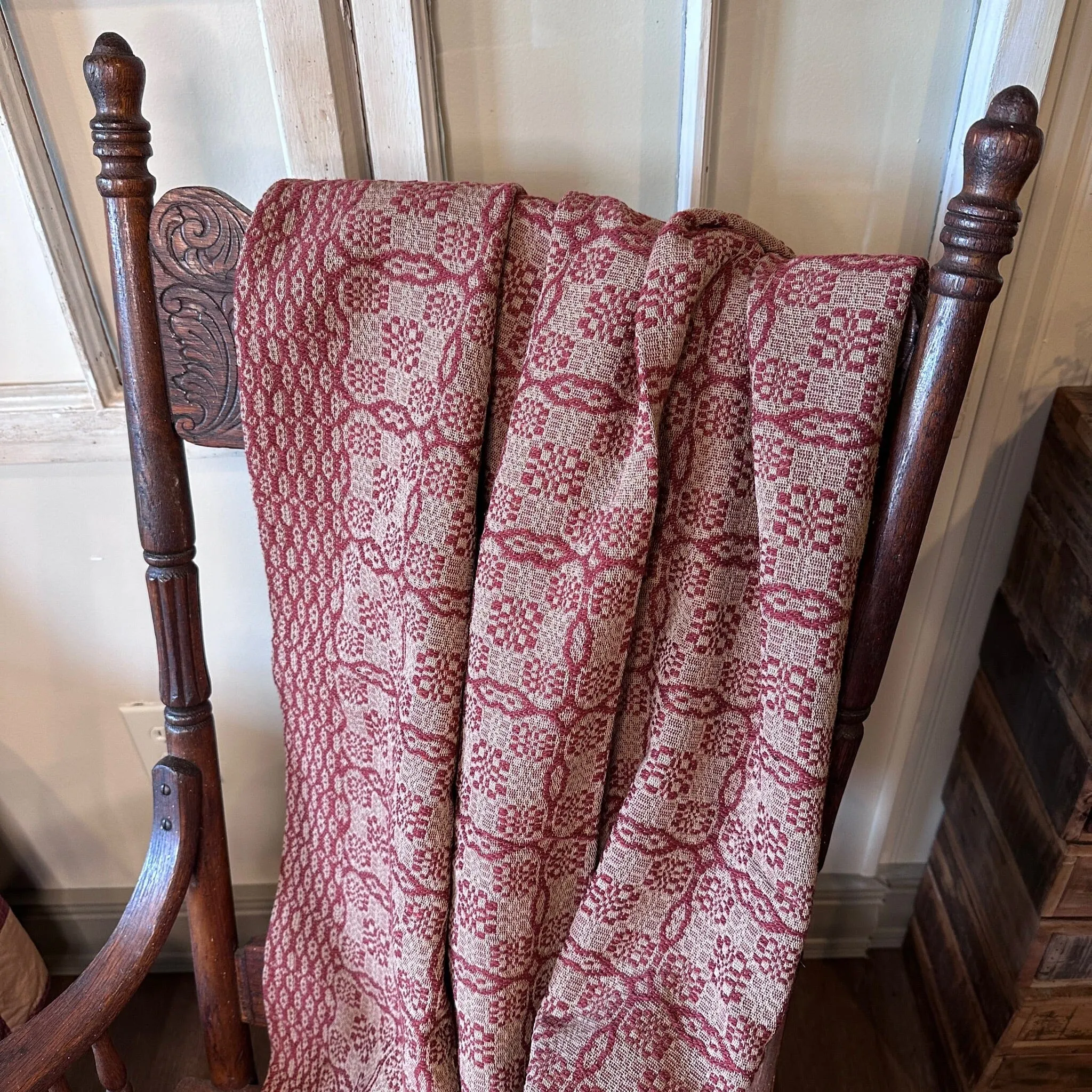 Saratoga Garnet and Tan Woven Throw