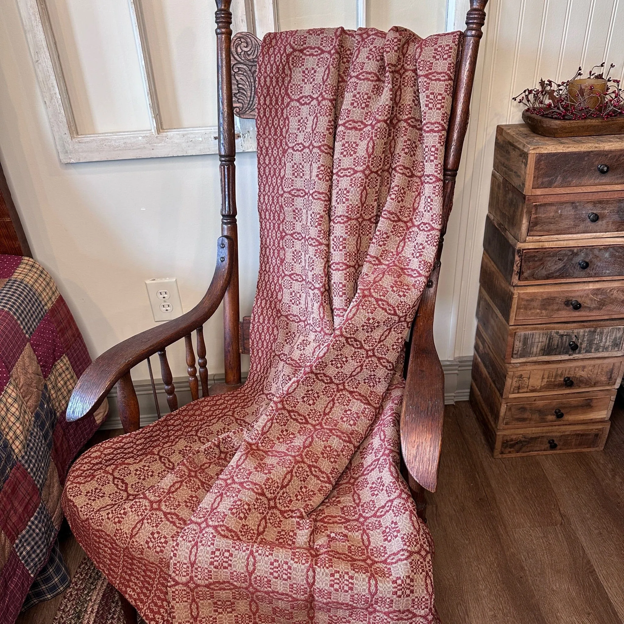 Saratoga Garnet and Tan Woven Throw