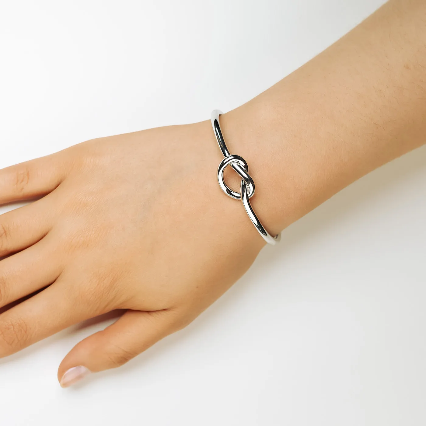 Silver Heavy Knot Cuff Bangle