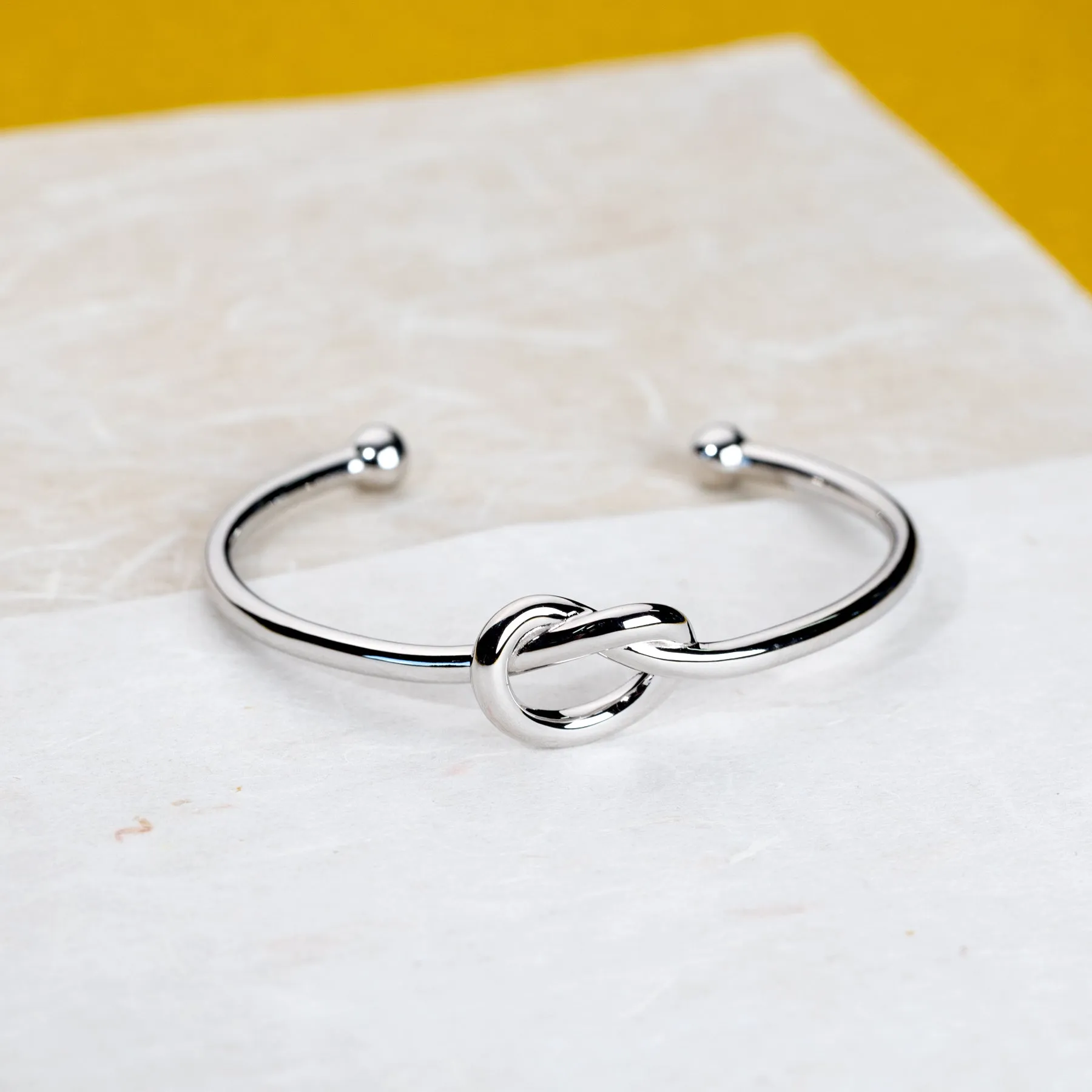 Silver Heavy Knot Cuff Bangle