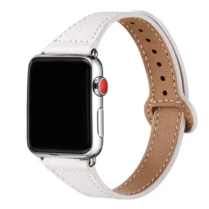 Slim Premium Leather Loop Band Apple Watch Women's Silver Series 8 7 6