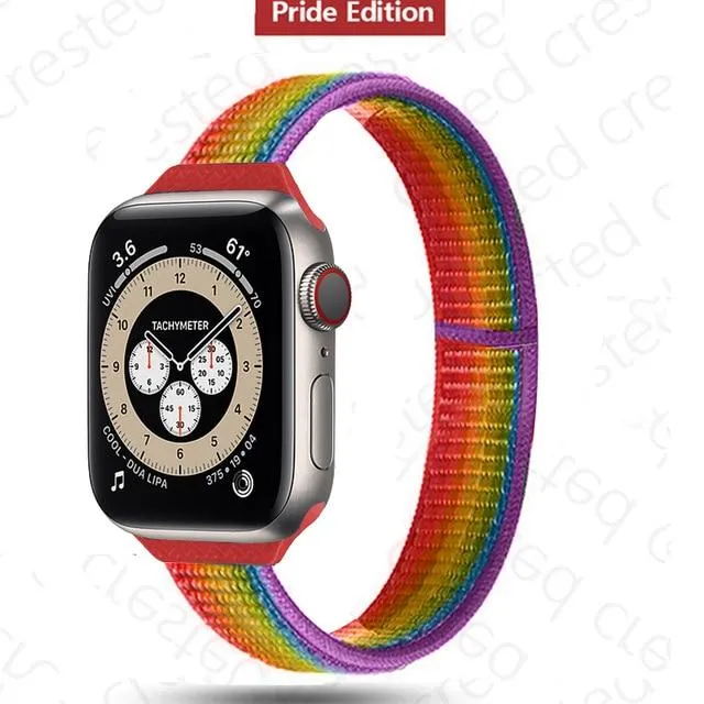 Slim Strap Series 7 6 5 4 Colored Elastic Nylon Sport Loop Bracelet