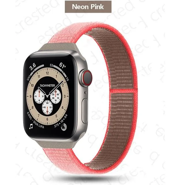 Slim Strap Series 7 6 5 4 Colored Elastic Nylon Sport Loop Bracelet