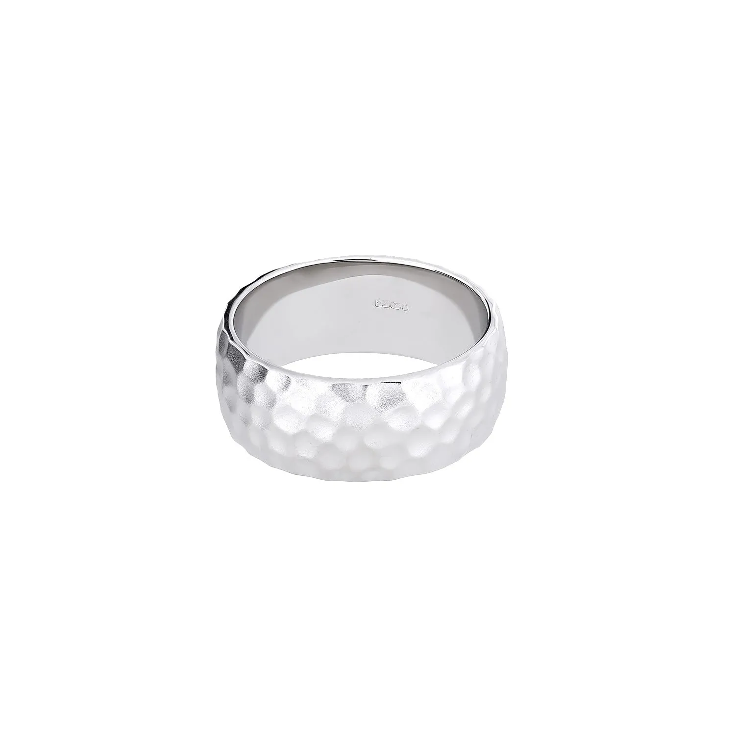 Sterling Silver Satin Hammered Elements Ring