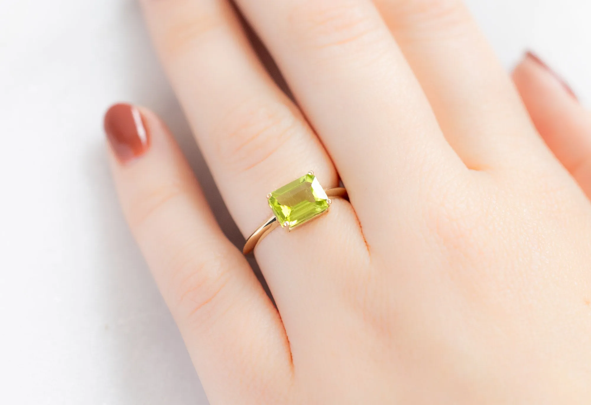 The Bryn Ring with a 1.72ct Emerald-Cut Peridot