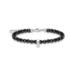 Thomas Sabo Charm Club Sterling Silver Onyx Bead Charm 16-19cm Bracelet