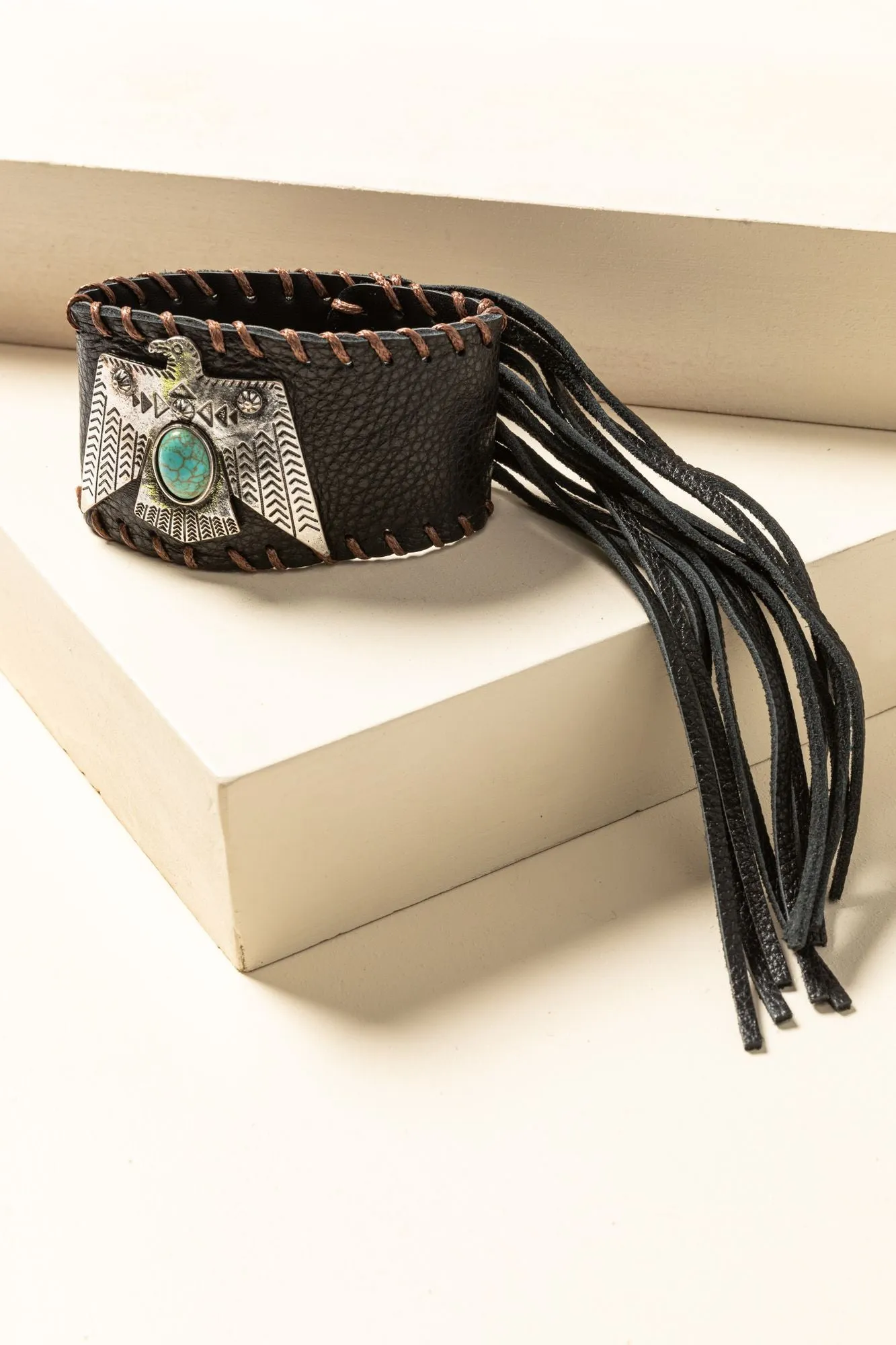 Thunderbird Leather Cuff Bracelet