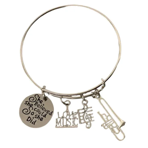 Trumpet Bracelet with Inspirational Charm