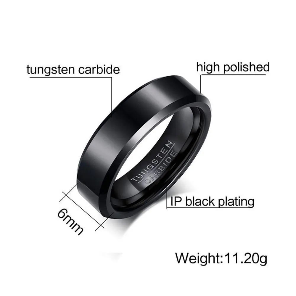 Tungsten Carbide Ring Mirrored Polished Plain Wedding Engagement Band