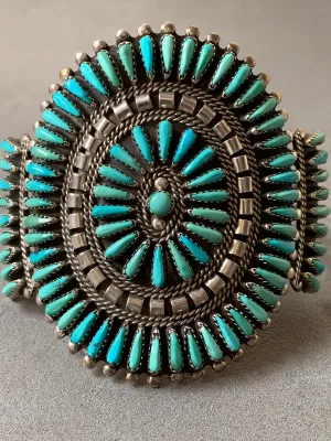 Turquoise Cluster NA Sterling Silver Cuff