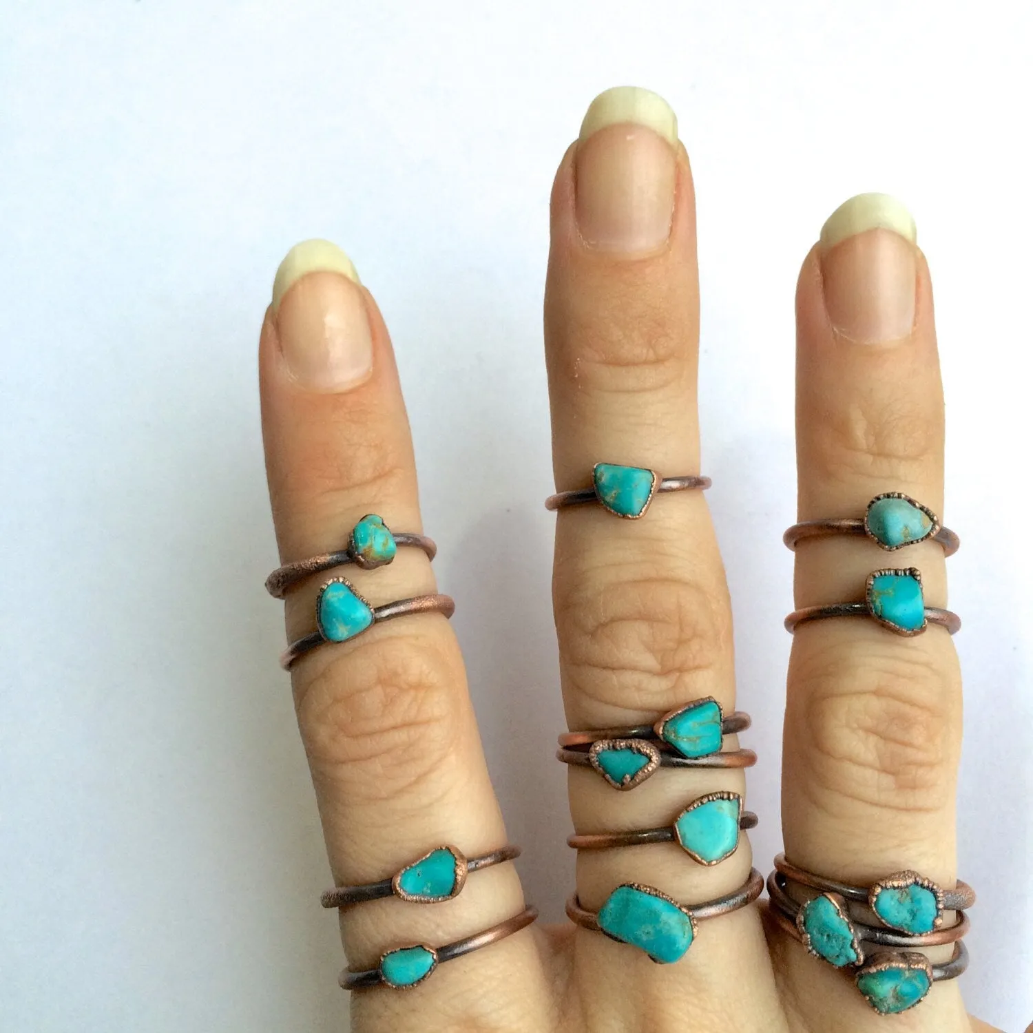 Turquoise nugget ring | Raw turquoise stacking ring