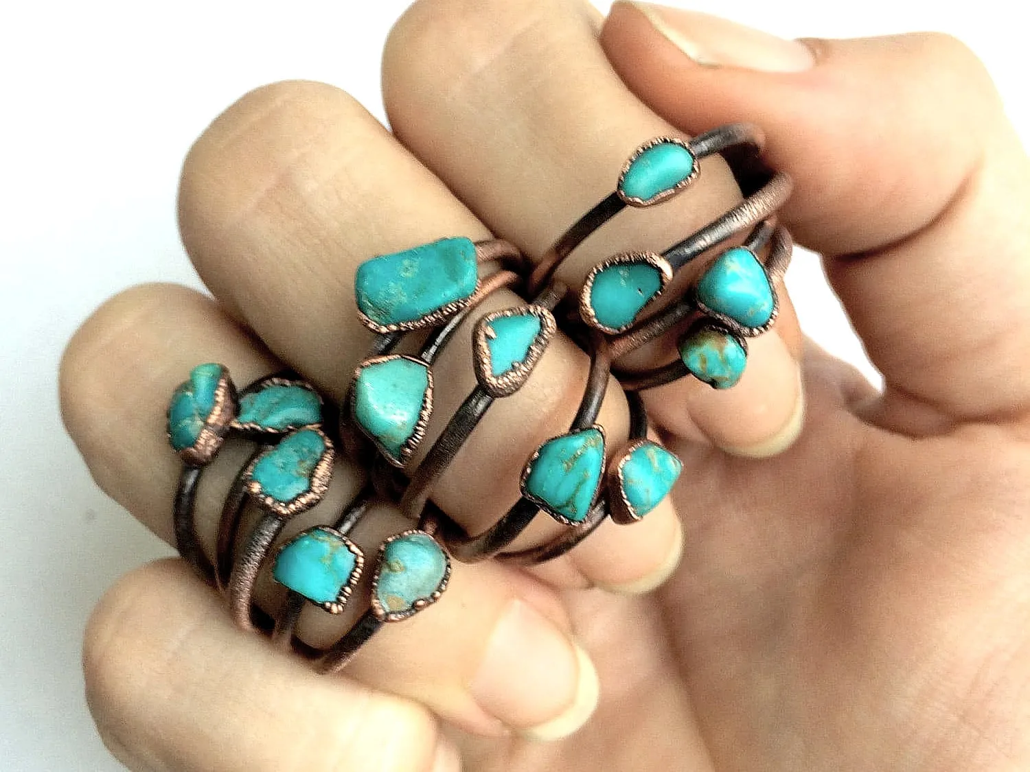 Turquoise nugget ring | Raw turquoise stacking ring