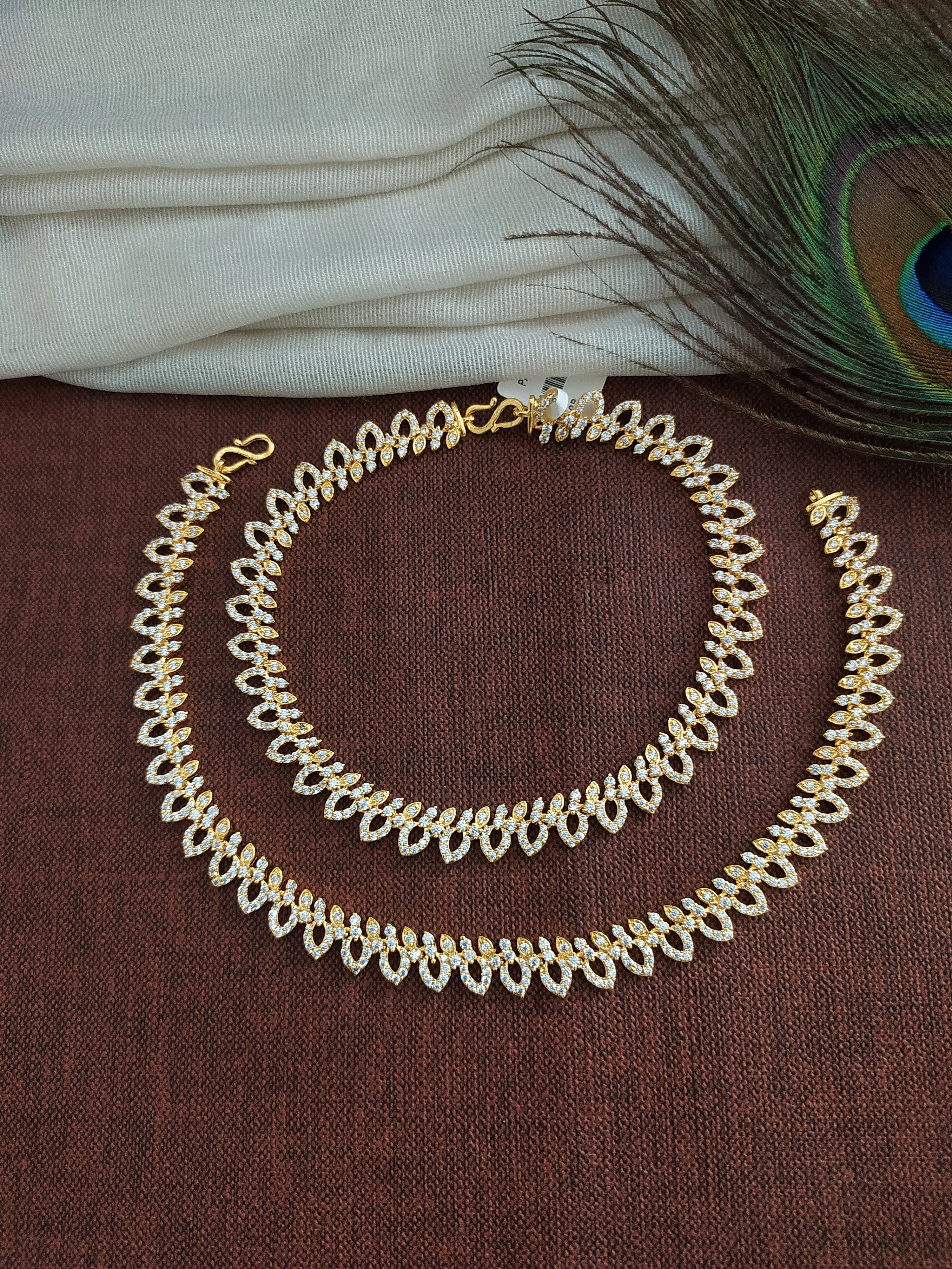 Unique Design Gold Plated Anklets With Zircon Stones