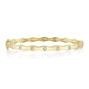 Wavy Diamond Inlay Bangle