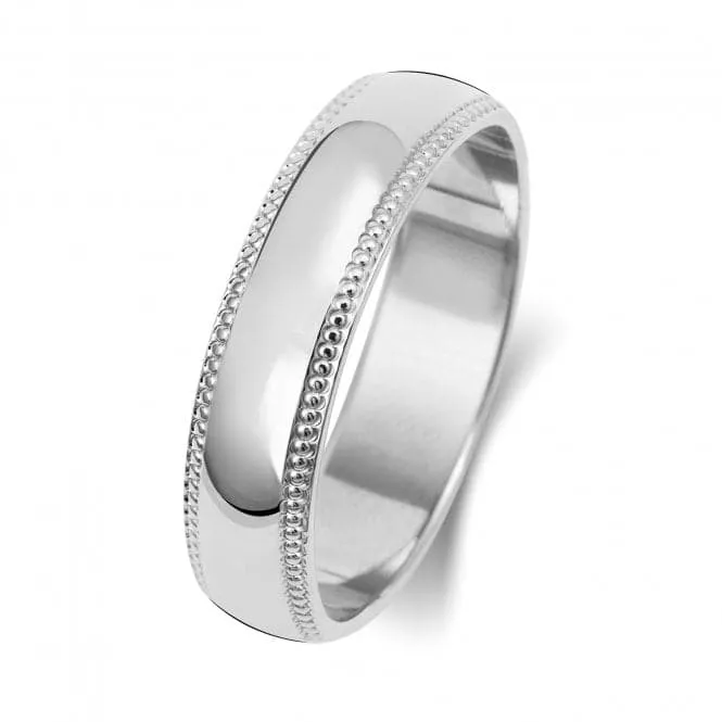 Wedding Band 18K D Shape Millgrain 5mm-1.75 Wedding  Ring WQ185WH